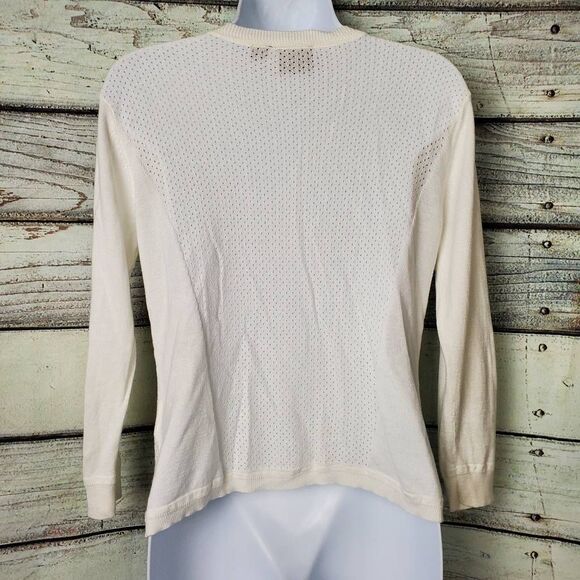 Tribal Women’s White Open Knit Button Front Cardigan Sweater Size Small - Picture 2 of 7